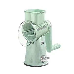 Rotary Cheese Grater with Handle - Vegetable Shredder, Vegetable Cutting Slicer with Well-designed Blades & Strong Suction Base,Round Mandoline Slicer & Food Chopper for Kitchen,with Blade Storage Box