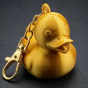 Arc Raiders Inspired Golden Ducky Keychain - 3D Printed Gold Finish Duck Keychain with Secure Clasp for Everyday Use