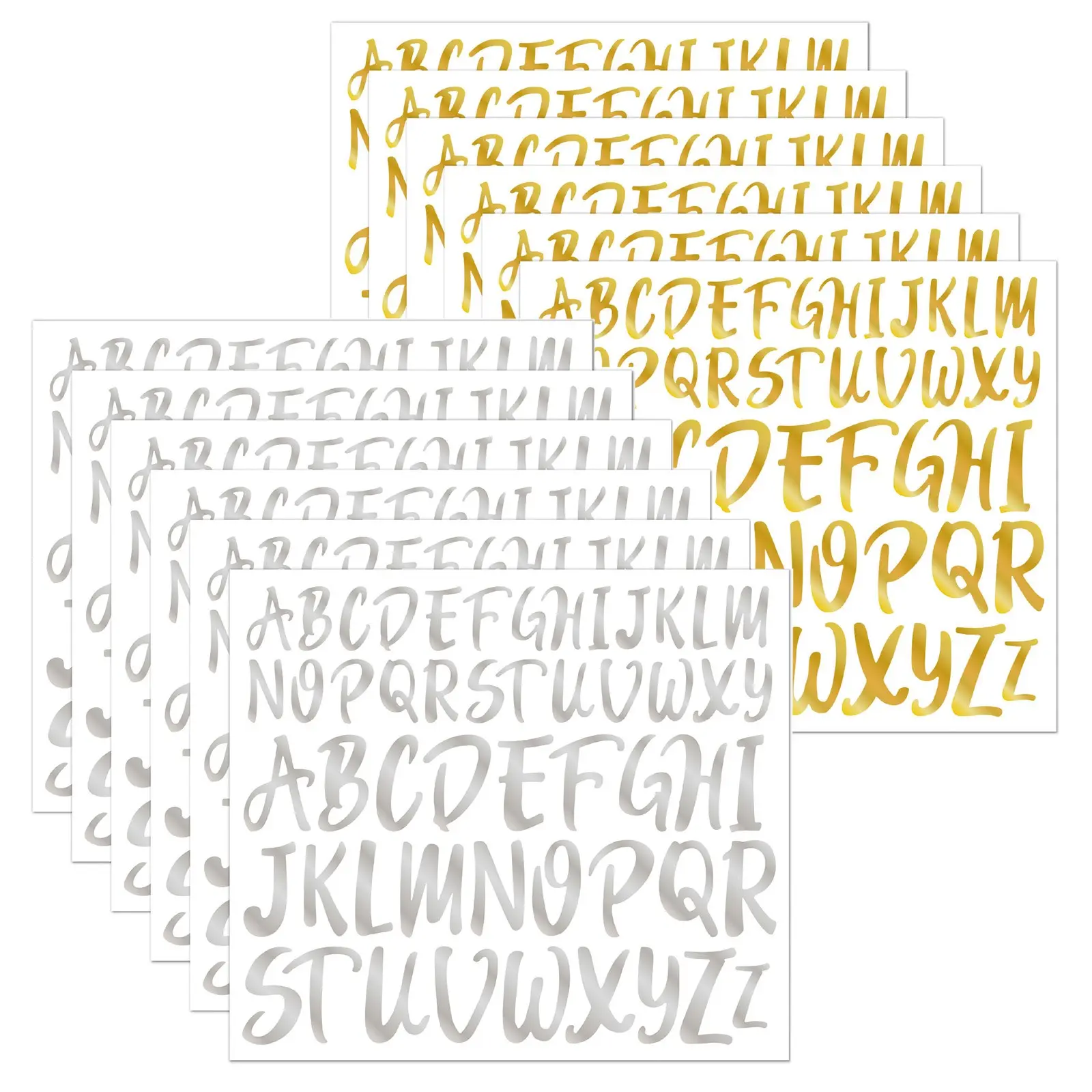 624pcs Self-Adhesive Flashing Gold and Silver Letter Stickers, Alphabet Number Sticker Sheets for Mailbox, Notebook, Window, Door, Business, Address, Birthday, Christmas, Halloween, Scrapbooking Decorations