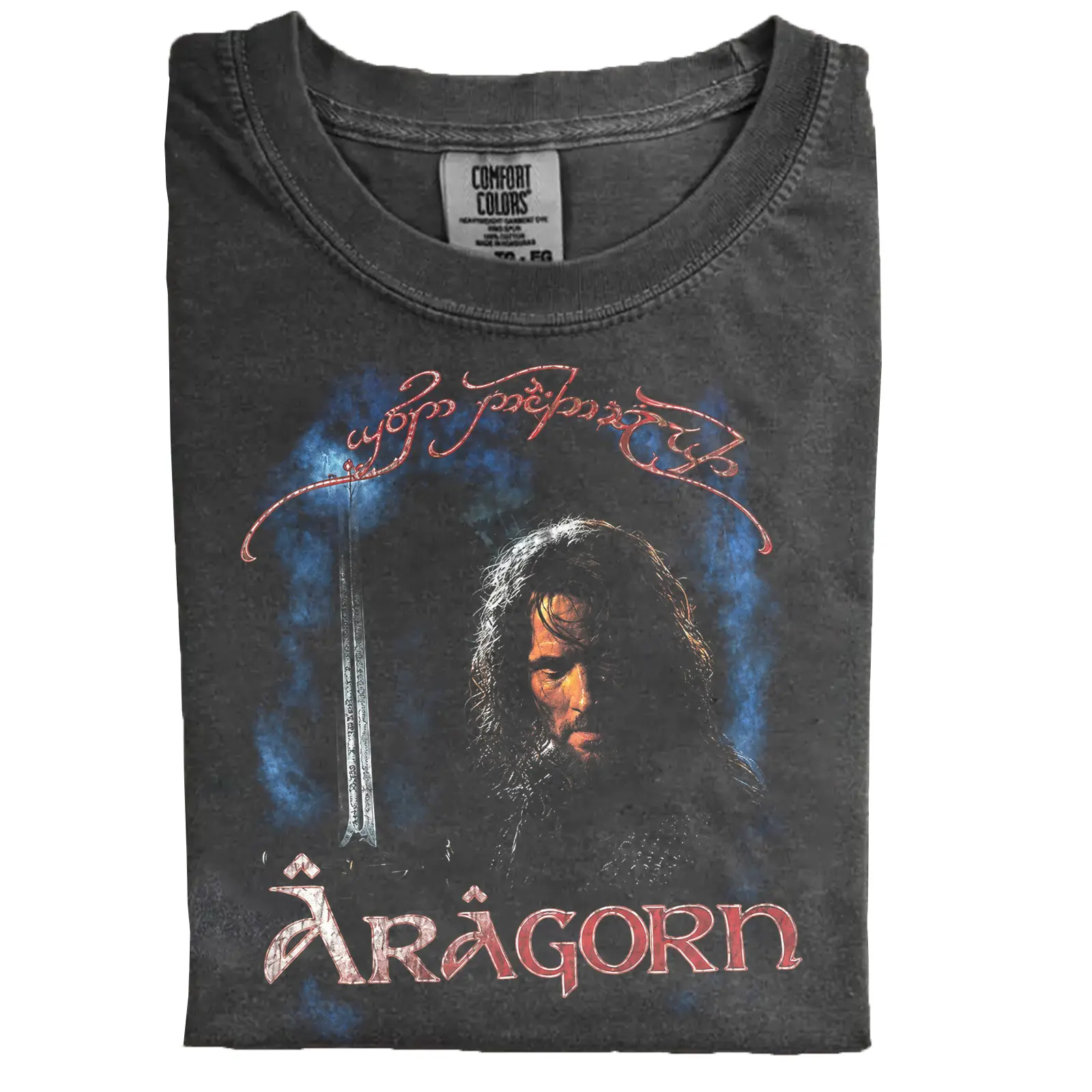 Vintage 90s Aragorn The Lord of the R-Ring Comfort Color T-Shirt Fantasy Movie Y2K LOTR Ring Spun Cotton Casual Soft Washed T-Shirt Trendy Tops
