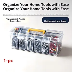 Transparent Multi-Compartment Storage Box, Portable Screw Organizer, Small Parts Sorter, Clear Design for Easy Access, Tool Storage, Plastic Tool Box