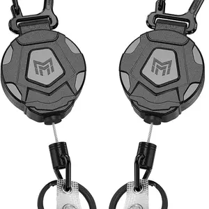 Expandable Keychain Set, Heavy-Duty Safety Hook Badge Holder, Tactical ID Scroll Keyring with 31.5 Inch Steel Extending Rope, 8 Oz, Extendable Rope