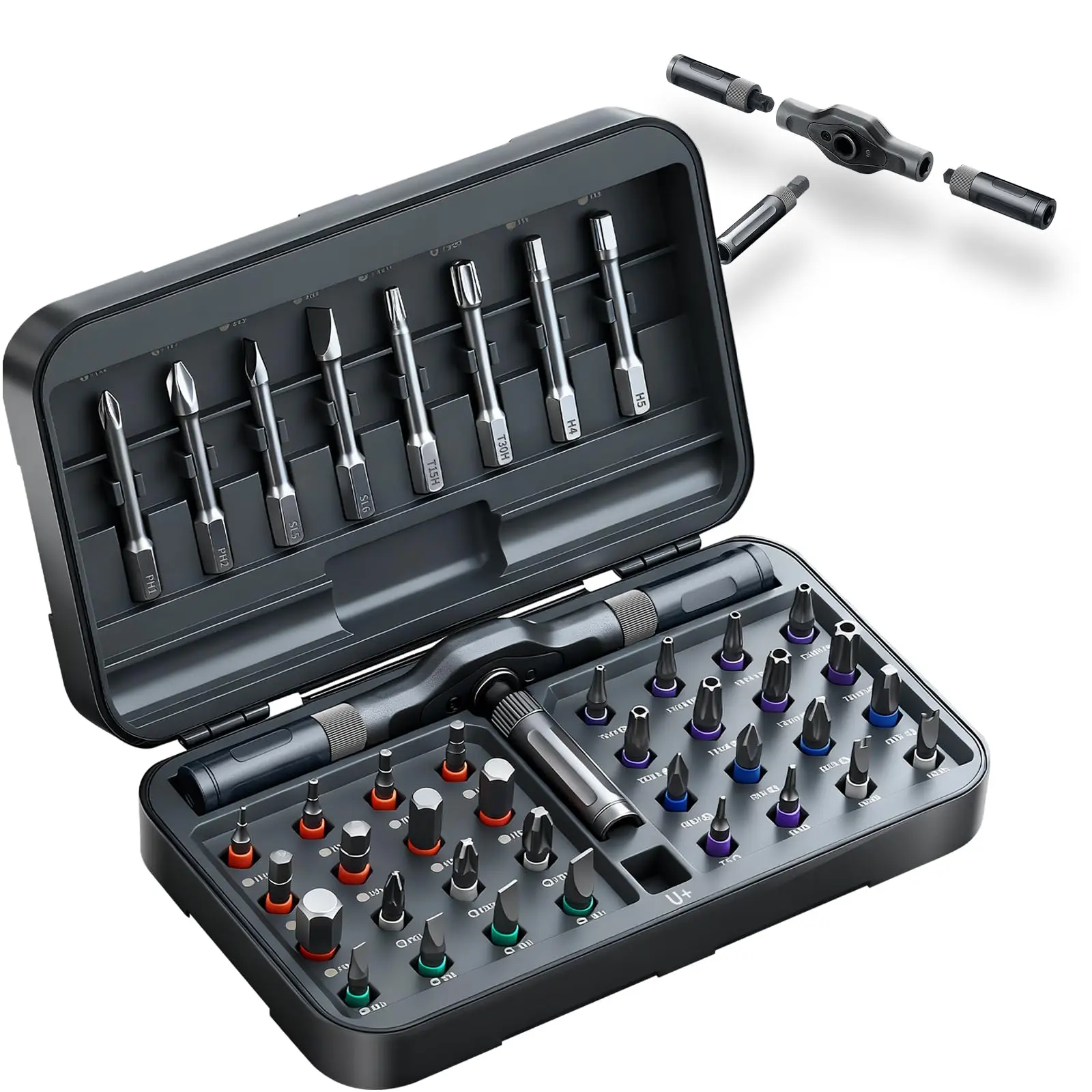 42 in 1 Magnetic Screwdriver Set, DIY Ratchet Screwdriver Set, Multi Bit Screw Drive with Storage Case, Portable Compact Repair Tool Kit for Furniture, Computer, Bicycle,Gifts Summervibes