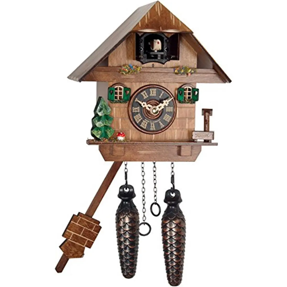 Alexander Taron Engstler Traditional Battery-Operated Full-Size Cuckoo Clock - 7.25in H x 7.5in W x 5.5in D, Simple Analog Decorative Mechanical Wall Clock, Wall Decor, Ideal Gift for Collectibles Enthusiasts (Requires Batteries), Analog Wall Clocks