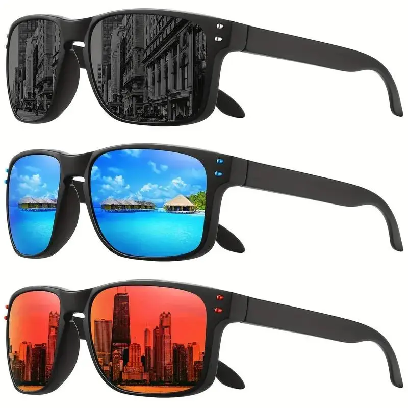 3 Pairs Polarized Sports Sunglasses for Men and Women, UV400 Lightweight Wraparound Glasses for Biking, Running, Driving and Outdoor Sports, Three Colors