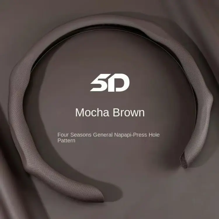 5D Nappa Leather Car Steering Wheel Cover - Anti-Slip Breathable Nappa Leather Material, Luxurious Touch, Universal Fit, 4-Season Automotive Interior Accessory, Napa Nappa Leather