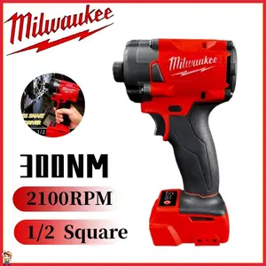 Milwaukee Tool Cordless Impact Wrench 300Nm 1/2 Inch Square Drive 2100RPM Heavy Duty for Car Maintenance Mechanics Workshop Tool