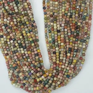 Natural Alashan Gemstone Cube Faceted Beads Tiny Loose Beads Square Faceted Beads For DIY Jewelry Making Desig Handmade Crafts Bracelet, Necklace, Earrings AAAA Quality 15.5 Inches Long, Semi Precious Stone, Spacer beads