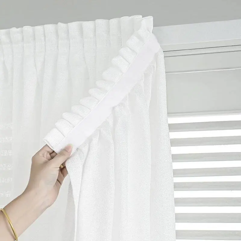 1pc Adhesive curtain no punching installation Easy Install Curtain balcony white self-adhesive gauze bedroom bay window semi-blackout pasted curtain Net Curtain Window