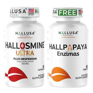 HALLOSMINE ULTRA  60 CAP + FREE HALLPAPAYA 60 CAP Circulation & Digestive Routine Combo with Diosmin & Hesperidin – Hallusa Natural Dietary Supplement