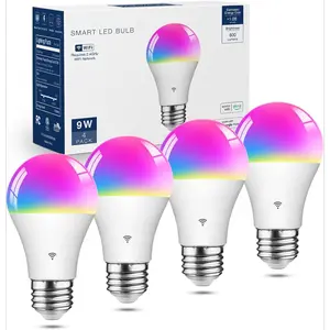 Smart Light Bulbs 60W Equivalent, WiFi Smart Bulb Compatible with Alexa/Google Assistant/Smart Life, A19 E26 RGBCW Color Changing, No Hub Required,2.4G WiFi, ETL Listed, 9W 800LM, 4PCS