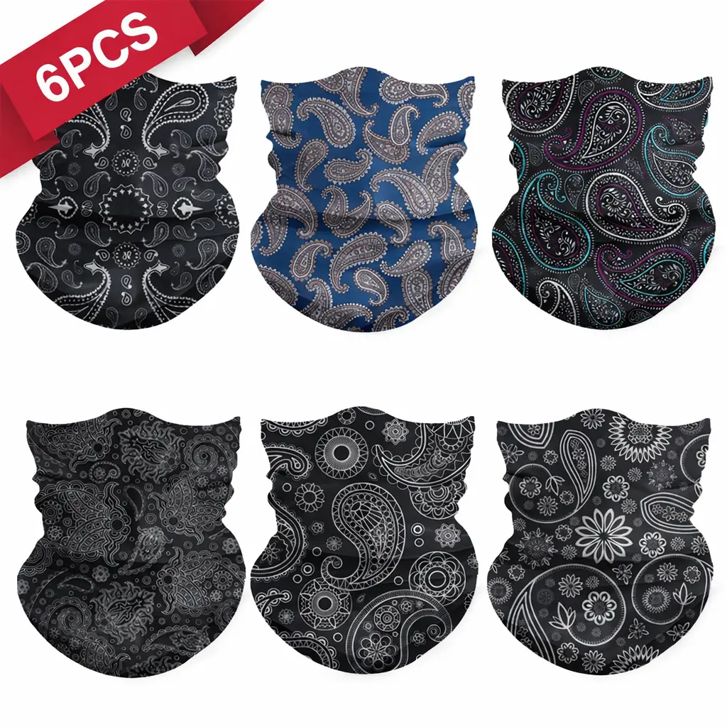6-Pack Summer Ice Silk Cooling Neck Gaiters – Breathable Quick-Dry UV Protection Face Masks for Cycling, Fishing, Climbing & Outdoor Sports, Unisex