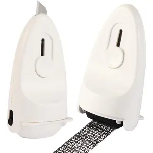 Identity Privacy Protection Roller Security Stamp 2-Pack - Guard Your ID with Adjustable Ink, Built-in Cutter & Flip Cover Design, Compact Security Tool for Document & Mail Privacy (White)