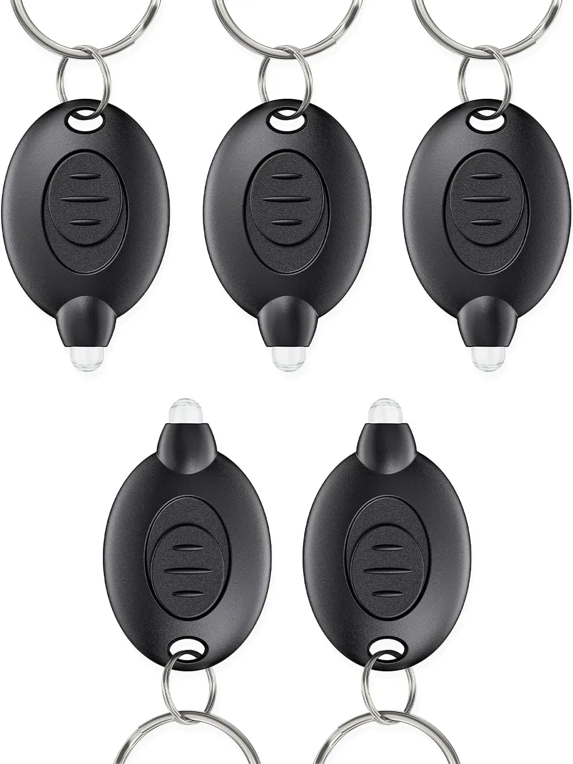 5 Pack LED Keychain Flashlight Mini LED Keychain Light 12 Lumen Portable Ultra Bright Battery Powered Key Ring Torch for Outdoor Camping Hiking and Emergency Lighting, Black Shell
