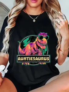 100% Cotton Aunt Dino Auntiesaurus Dinosaur Birthday Auntie T-Shirt