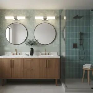 23.6 in. 3-Light LED Vanity Light Bar for Bathroom and Makeup with 2CCT Selectable Dimmable Round Shade