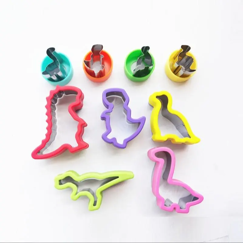 Cartoon Dinosaur Shaped Sandwich Cutter (9counts/set), Cute Animal Shaped Stainless Steel Bread Mold, Kitchen Baking Tool for Home Use, Cookie Cutters Home, Baking Utensils, Baking Supplies