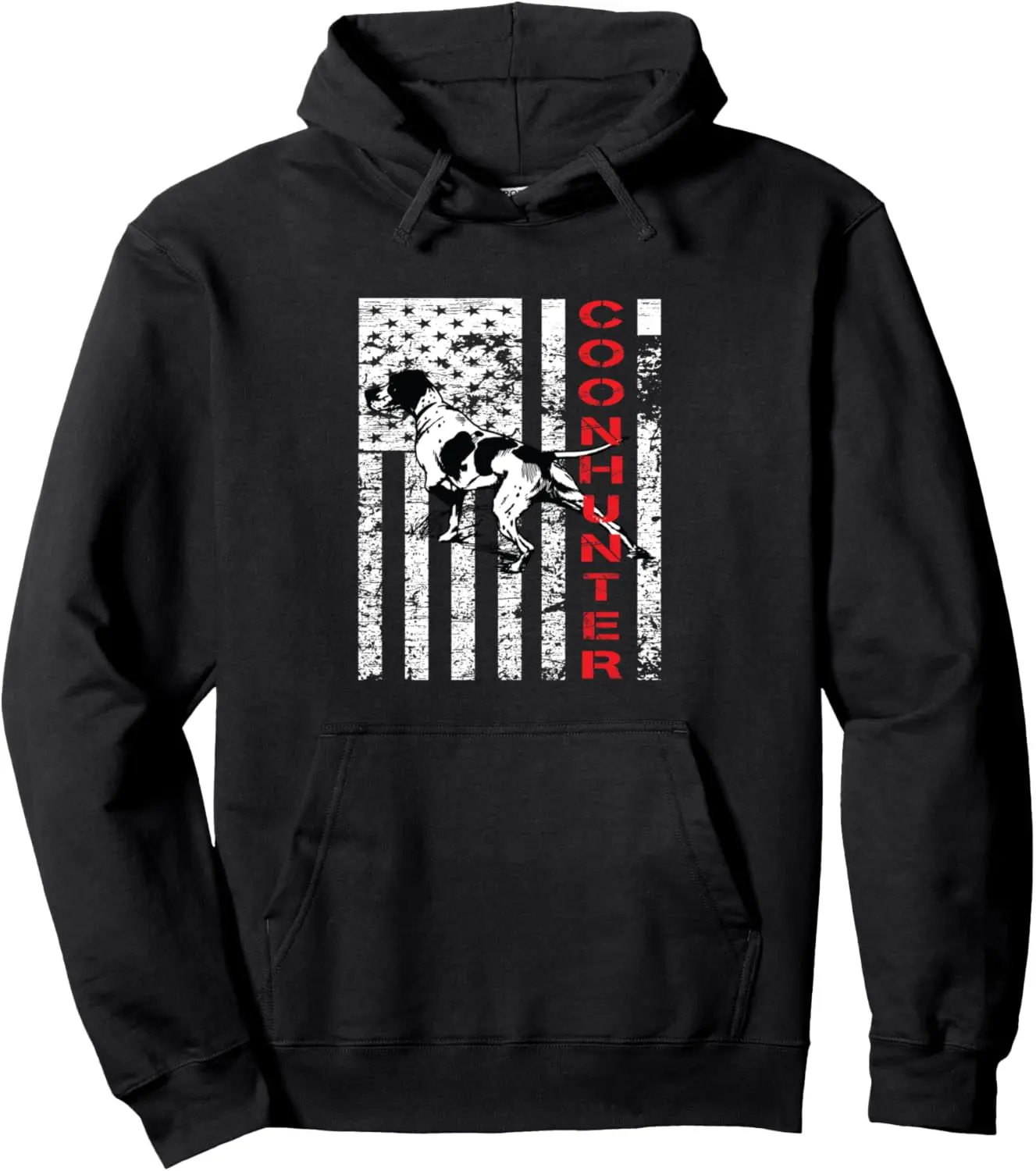 American Flag Coon Hunter Hoodie with a Coonhound Design Pullover Hoodie