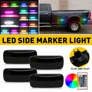 For 1994-2018 Dodge RAM 2500HD 3500HD Remote-controlled Dually Rear Fender Bed Marker Side RGB LED Side Marker Lights
