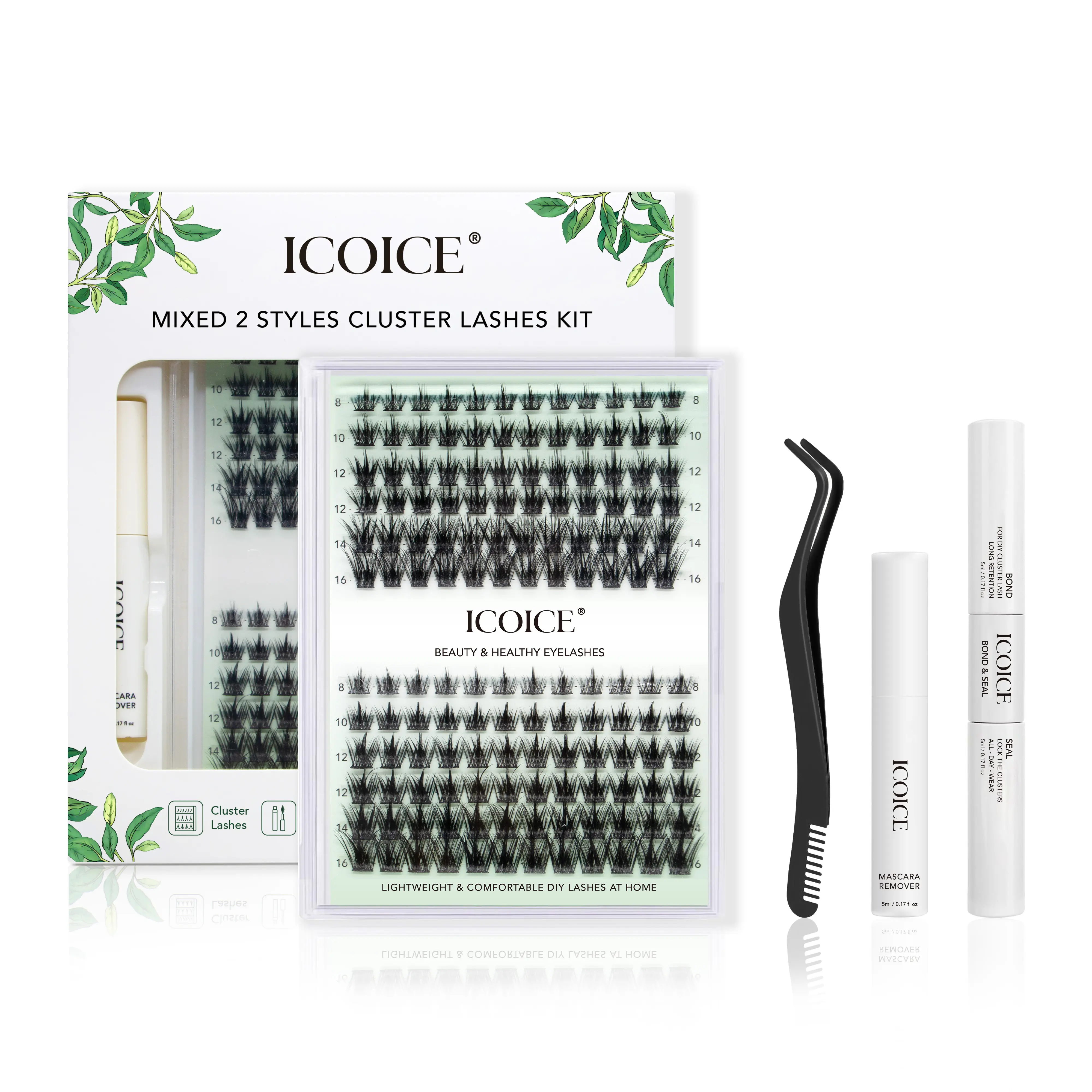 ICOICE  Lash DIY Extension Kit Clusters Individual Lashes Kit and Lash Clusters 8-16mm Beginner Friendly 144 Pcs Individual Eyelashes Extension  Lashes for For Girl DIY Eyelash Extension at Home Makeup Christmas gift