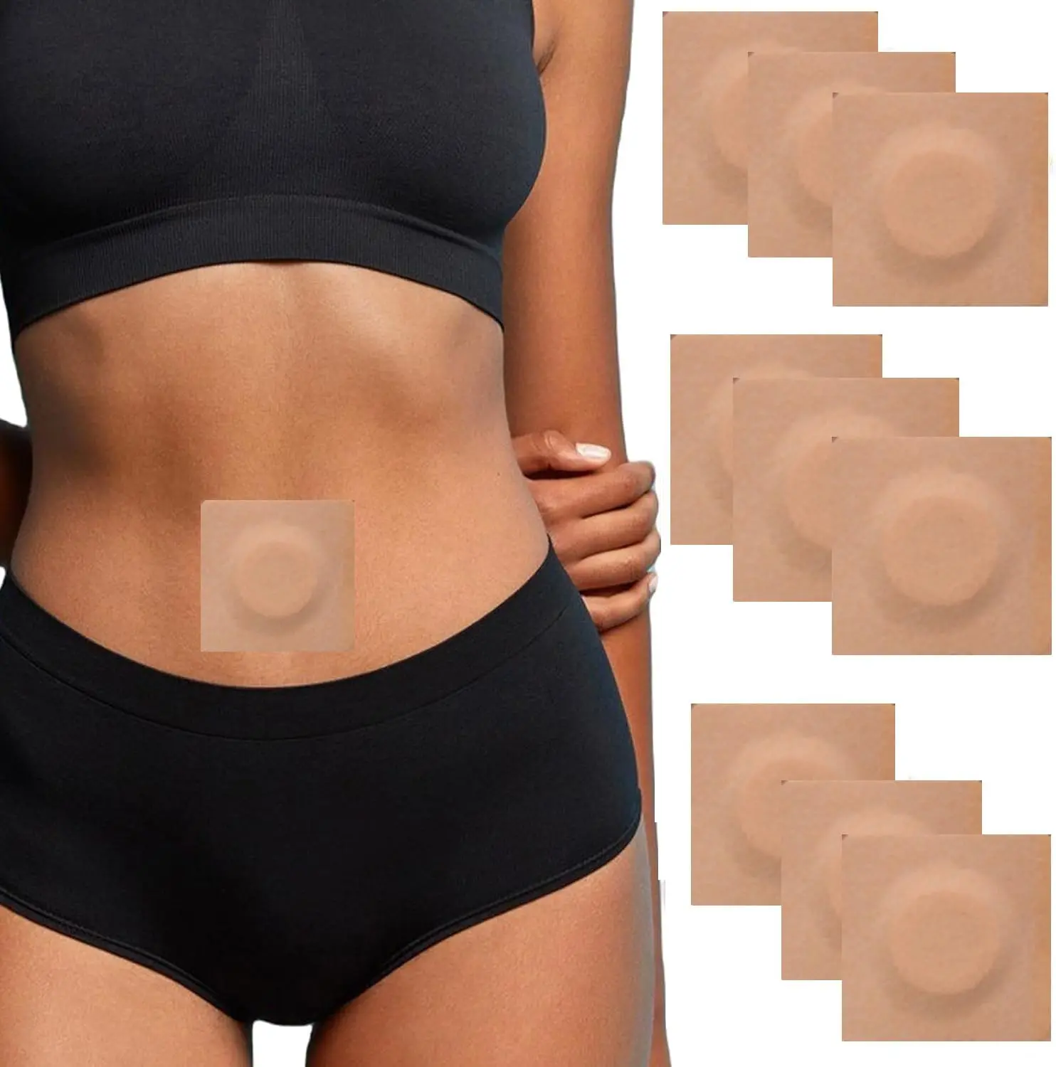 50pcs Disposable Castor Oil Pack Wrap Belly Button(Oil Not Included), Castor Oil Patches Self-Adhesive CastorOil Wrap Organic Cotton Easy to Use,Skin-Color Traditional Water Proof