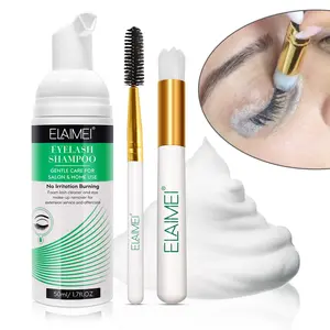 ELAIMEI Eyelash Cleansing Kit, includes 50ml of Gentle eyelash cleanser + an eyelash cleansing brush + an eyelash comb. Removes makeup residue from both false and natural lashes, leaving your lashes cleaner, Eyelash Shampoo Kit