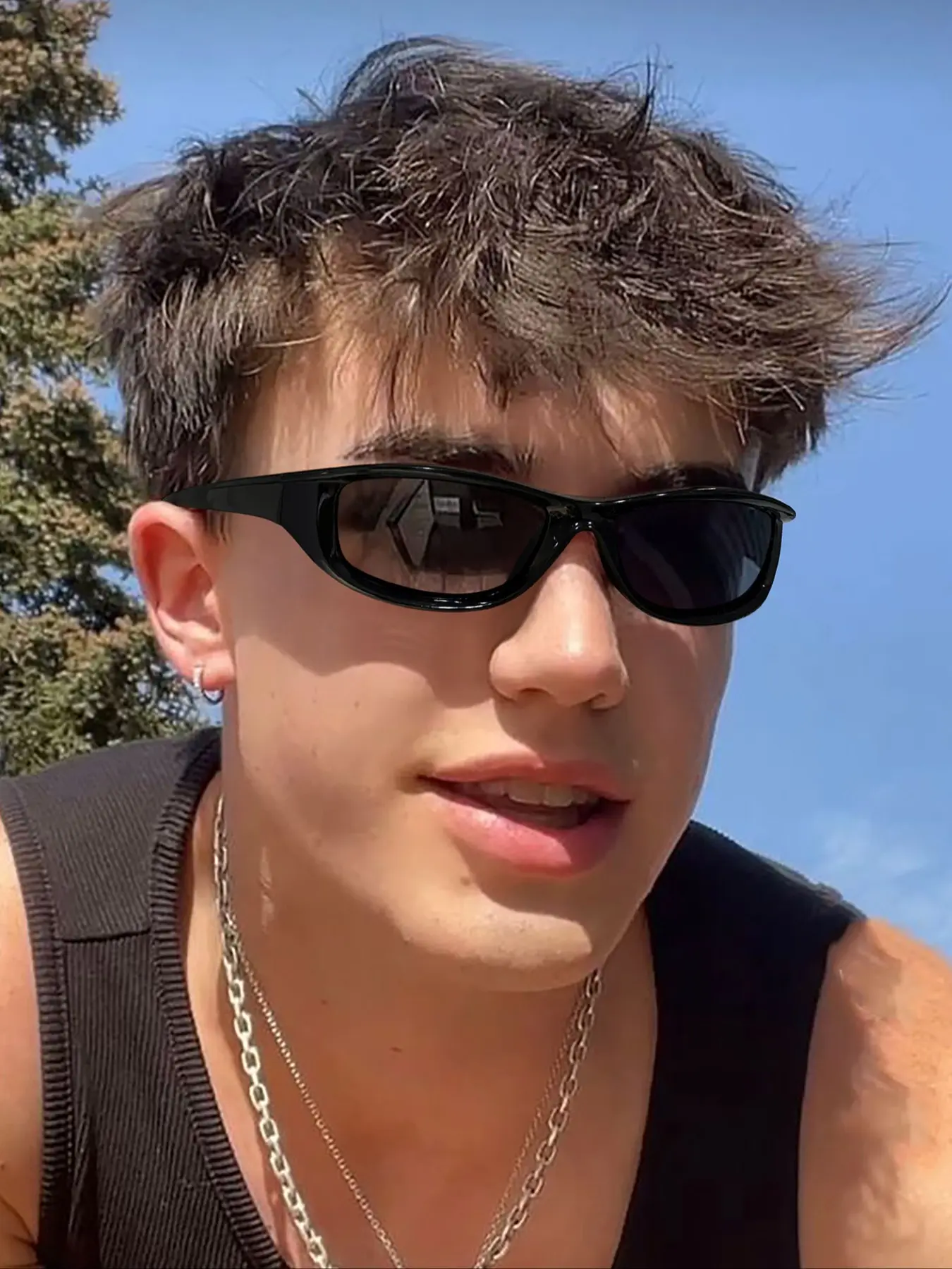 Men's High-Quality Fashionable Hip-Hop Sunglasses, Uv100 Protection, Lightweight Durable Design, Casual Style for All Seasons, Trendy Casual Sunglasses, Modern Trendy Sunglasses, Trendy Streetwear Sunglasses