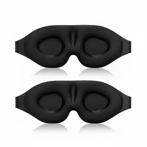 3D Sleep Eye Mask 2-Pack Bundle, Adjustable Breathable Black Mixed Fiber Masks for Travel, Airplane, Office, Home Use, Night Mask, Sleeping Mask