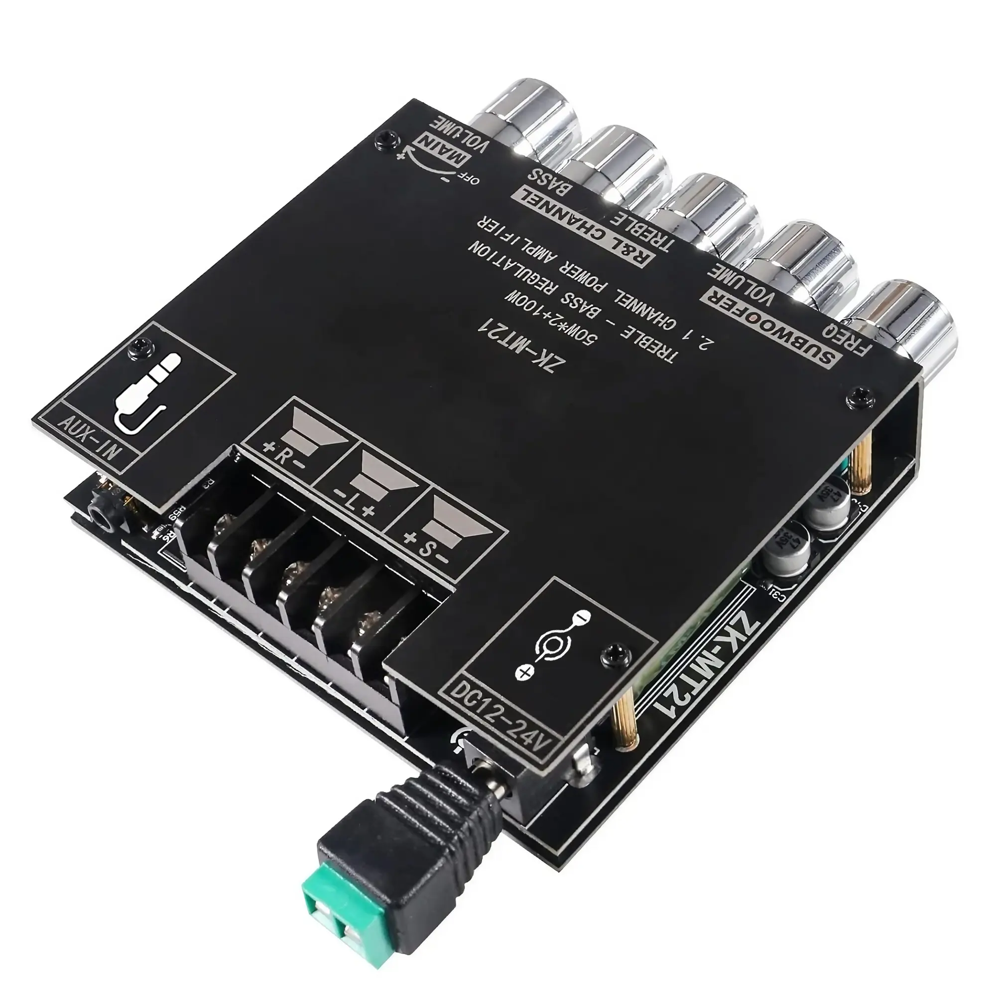 2.1 Channel Bluetooth Audio Power Amplifier Board Power Amp Module 50W×2+100W with Treble and Bass Control for DIY BT Speaker Home Theater