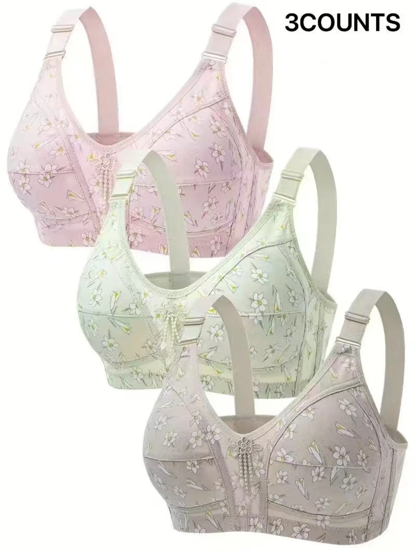 Ultimate Comfort Wireless Bra Set, Fashionable Print Design, Medium Support, Fit, Full Coverage, Casual Style, All Seasons, Everyday, Multiple Sizes Available, Wirefree Bra, Comfy Bras