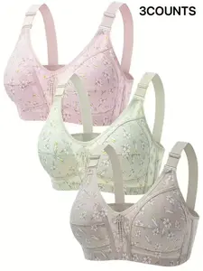 Ultimate Comfort Wireless Bra Set, Fashionable Print Design, Medium Support, Full Coverage, Casual Style, All Seasons, Everyday, Multiple Sizes Available, Underwear