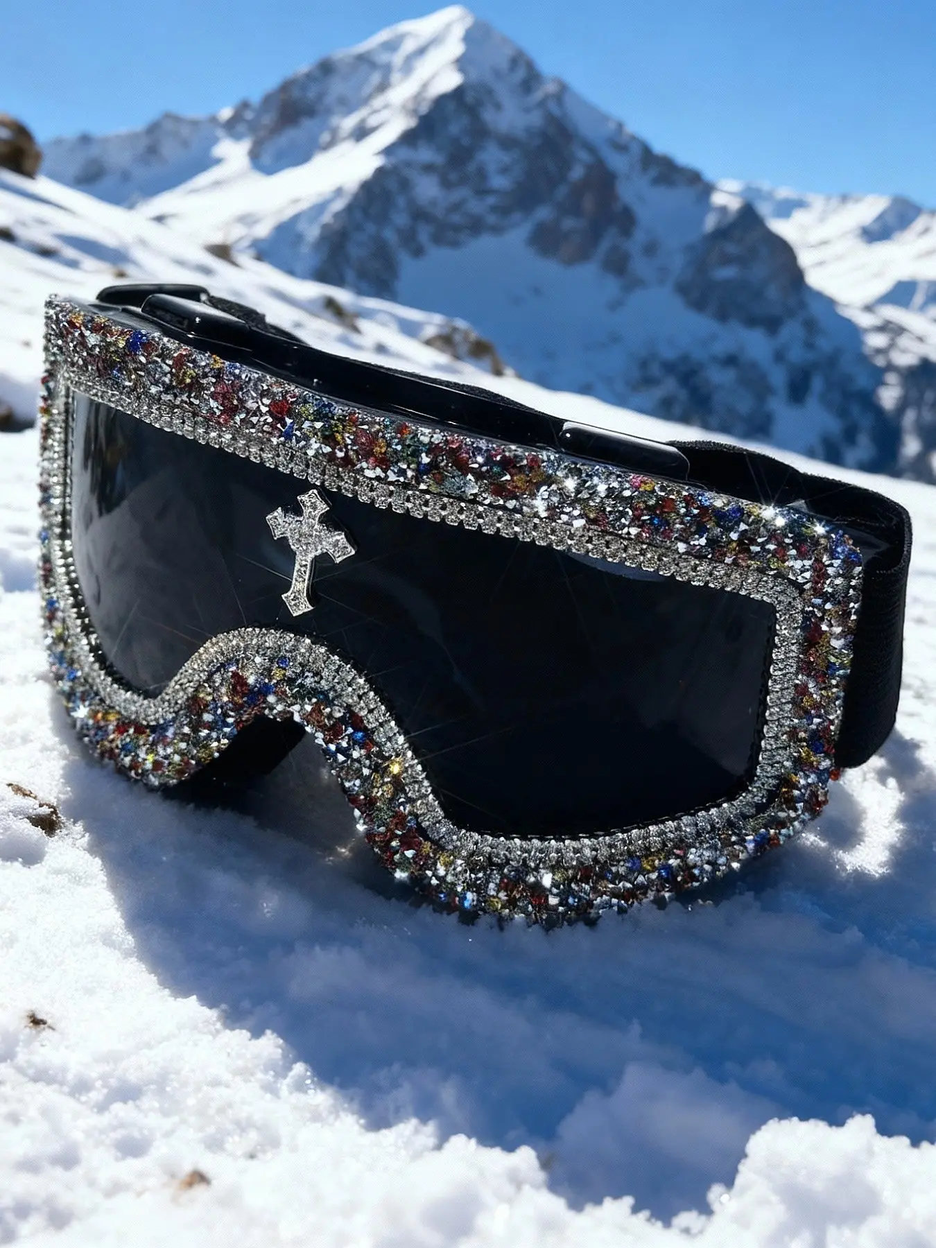 Unisex Rhinestone Criss-Cross Design Sunglasses, PC Frame UV Protection, Fashionable Sporty Streetwear Style, All-Season Wear, Summer Sports Sunglasses, Trendy Sporty Sunglasses, Sports Eyewear