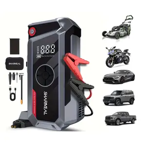 6000A Portable Car Jump Starter with Air Compressor 12V Battery Jump Starter Power Pack Tire Inflator with Extended Smart Jumper Cables for All Gas & up to 10.0L Diesel Engines