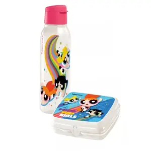 PowerPuff Girls Eco Bottle 25oz & Sandwich Keeper 8oz with Design for Kids - Ideal for Kids Lunch Tableware