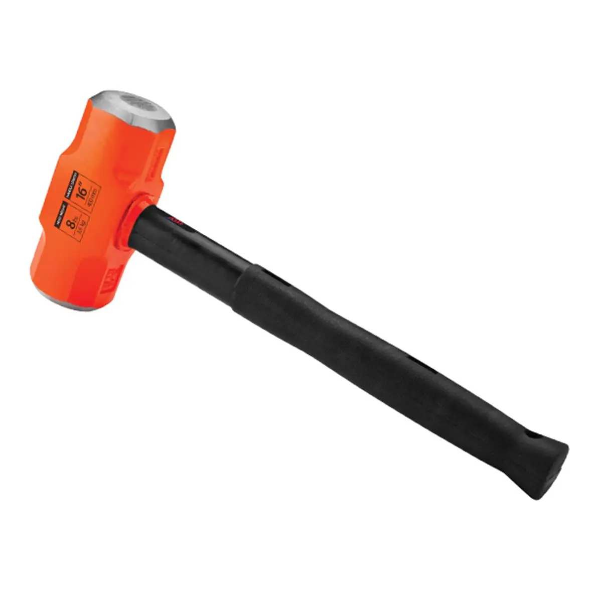 ATD Tools 8 lbs Special Steel Forged Sledge Hammer - 16 in Grip Handle, Ergonomic Non-Slip Rubber Grip, Shock & Vibration Absorbing, Reduces Fatigue, Extended Life, Ideal for Masonry, Rubber Hammer