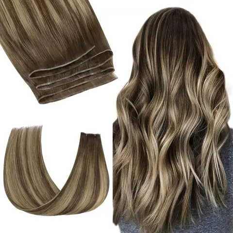 GOO GOO 14-24 Inch Genius Weft Hair Extensions Human Hair, Straight Sew In Remy Human Hair with Natural Hair Look for Women #sohochic #TikTokShopFallDealsForYou