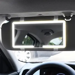 Car Sunshade Makeup Mirror, LED Touch Screen with Brightness Adjustment, Rechargeable HD Clear Makeup Mirror for Car Interior, Essential Car Accessory