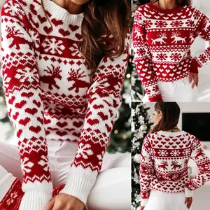 NewChristmas Elk Long Sleeve Knitted Sweater Can be used with raincoat