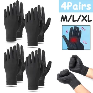 4 Pairs Copper Arthritis Compression Gloves, Hand Support for Joint Pain Relief, Sports & Gym Use, CFR