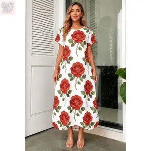SoftFav 2026 Summer Fresh Dress 🍃       V-neck Slit Dress, Photogenic Internet Celebrity Dress-POD