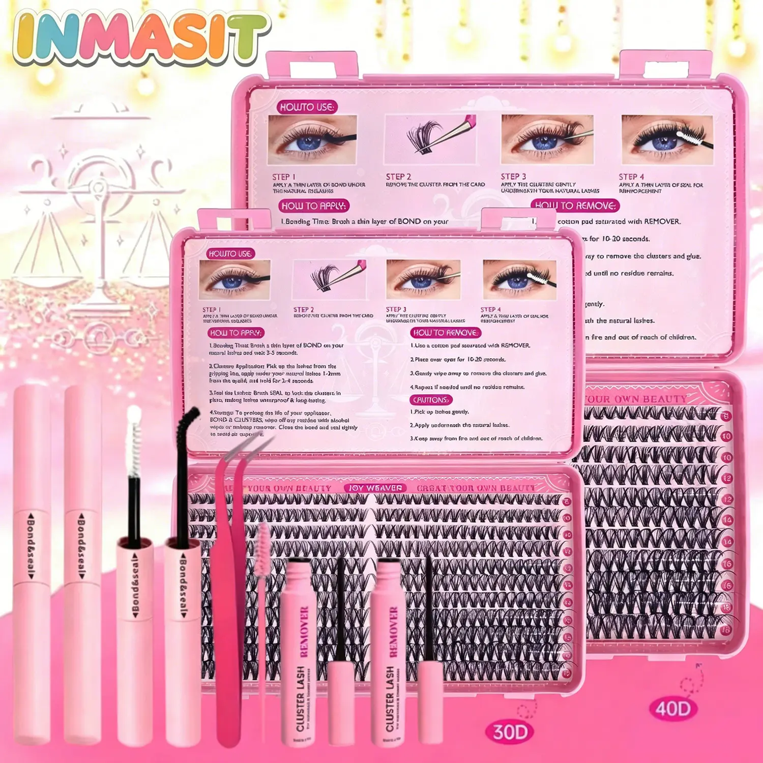 INMASIT Lash Clusters Set, D Curl Spider Lashes, Voluminous Curly Waterproof Long-Lasting DIY Eyelash Extensions, 440pcs Soft Comfort Individual Lashes for At-Home Lash Makeup #DealsForYouDays