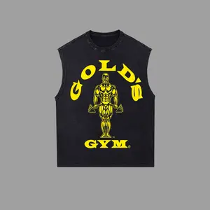 [GoldenIron]  Gold's Gym Bodybuilding Golden Retro Unisex Washed Tank top, T-Shirt , 100% Heavy Cotton Gold's Gym Workout Hoodie Tee, Men's Sport Outfit, Gym Men's Hoodie T-shirt - Tank Top, Muscle Training Shirt, Gift for man