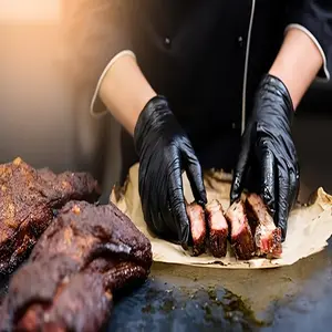 OVF Black Nitrile Gloves, Heavy-Duty Reusable Latex-Free Waterproof Diamond Duty Cleaning Gloves (100 Pcs, M-XL) for Home Care, Auto Repair, Food Handling Disposable Kitchen Household