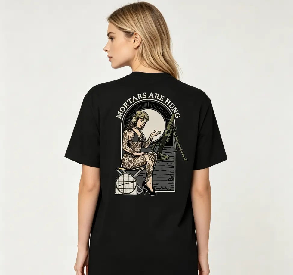 TikTok Shop Deals “Mortars Are Hung” tactical graphic tee (viral), summer outfit, military streetwear top Menswear Black