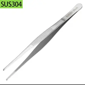 Premium 304 Stainless Steel Tweezers – Heavy-Duty Serrated Dressing Forceps, Thickened & Reinforced Long Precision Clamp