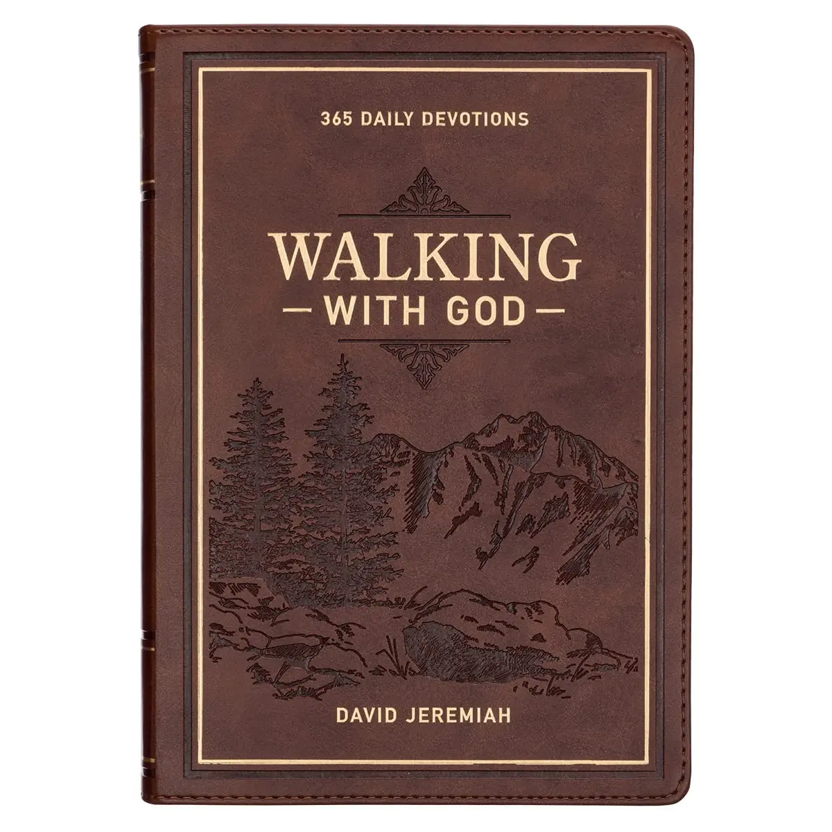 Devotional Walking with God Large Print Faux Leather -- David Jeremiah - Leather
