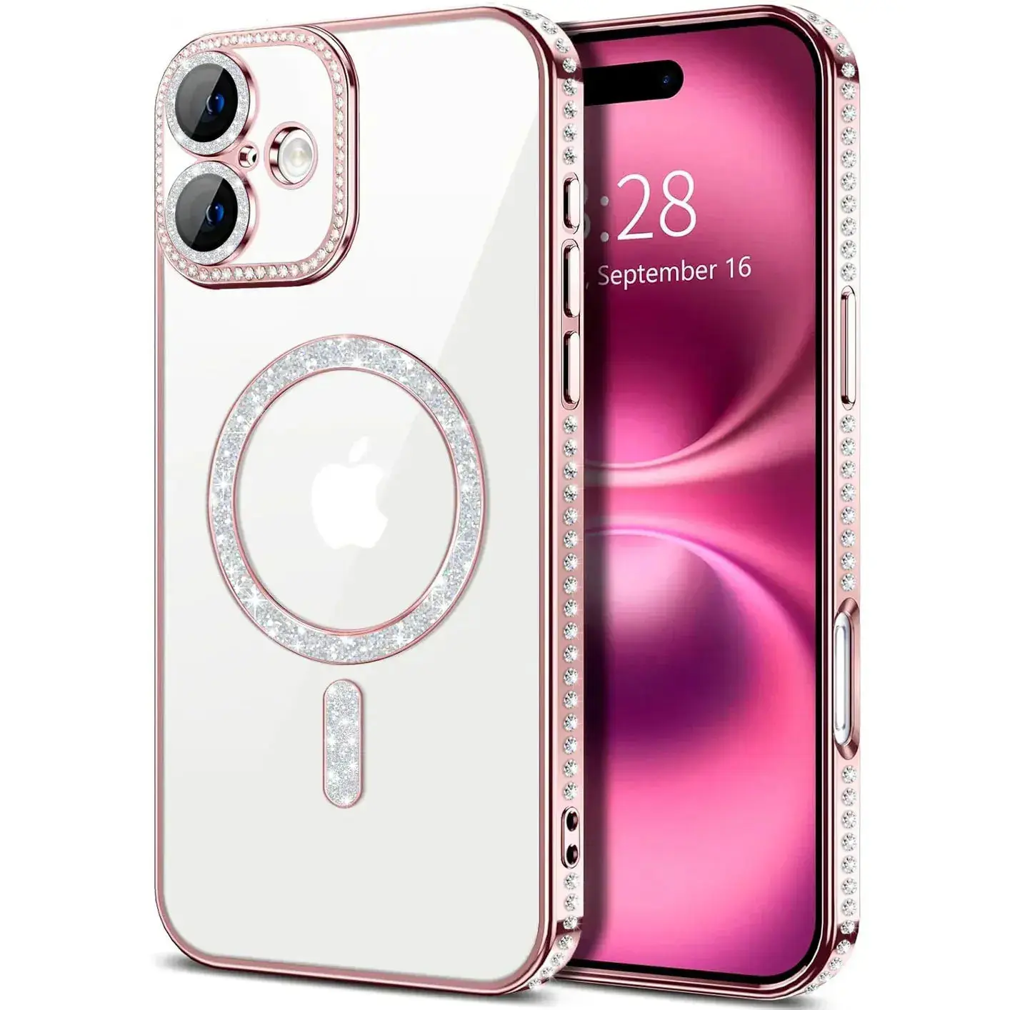 Entronix iPhone 16 [Magnetic-Compatible] Case - Rhinestone DIamonds, Cover Crystal