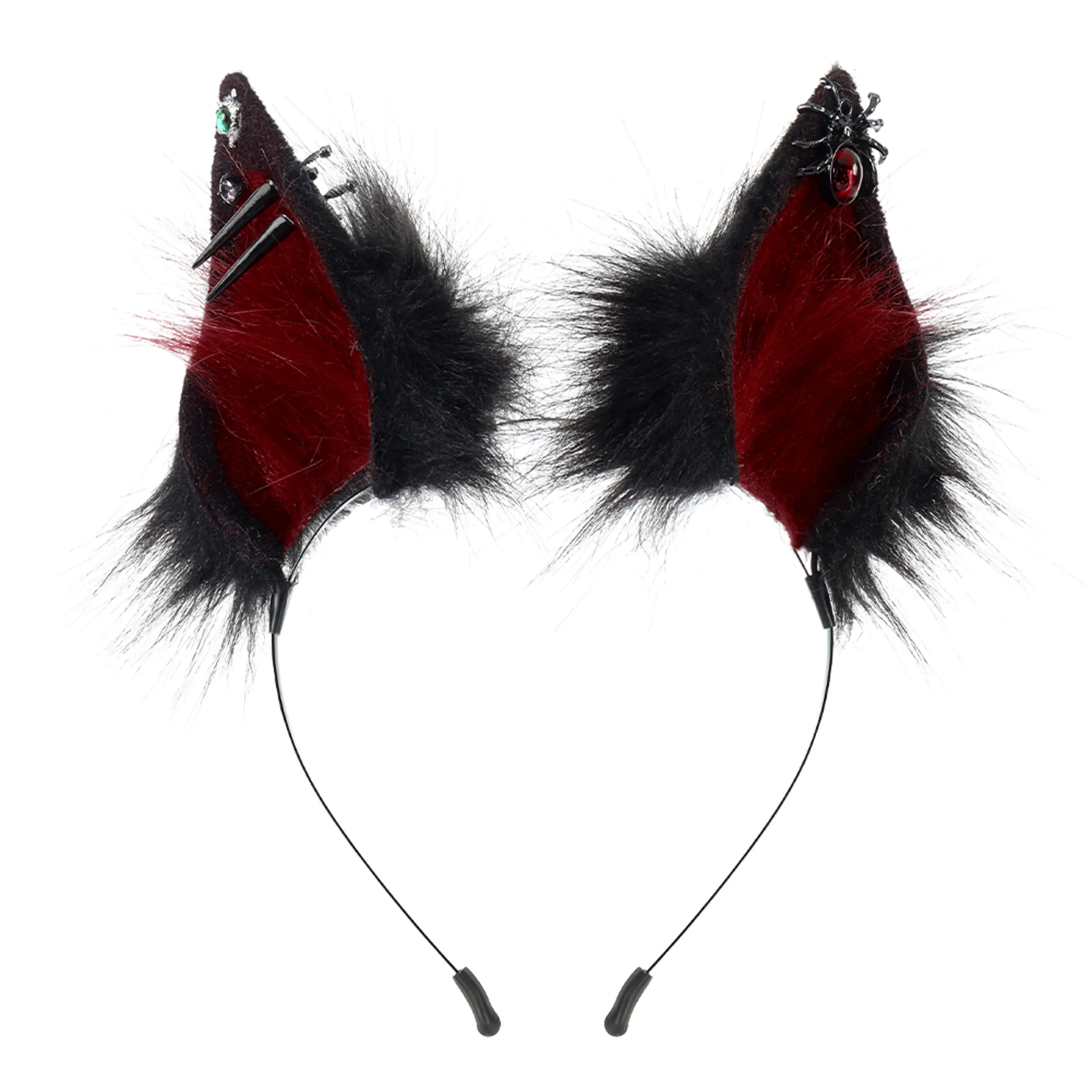 Gothic-Style Adjustable Layered Ears Wolf Ear Headband - Halloween Fluffy Plush Cosplay Headpiece with Secure Fit
