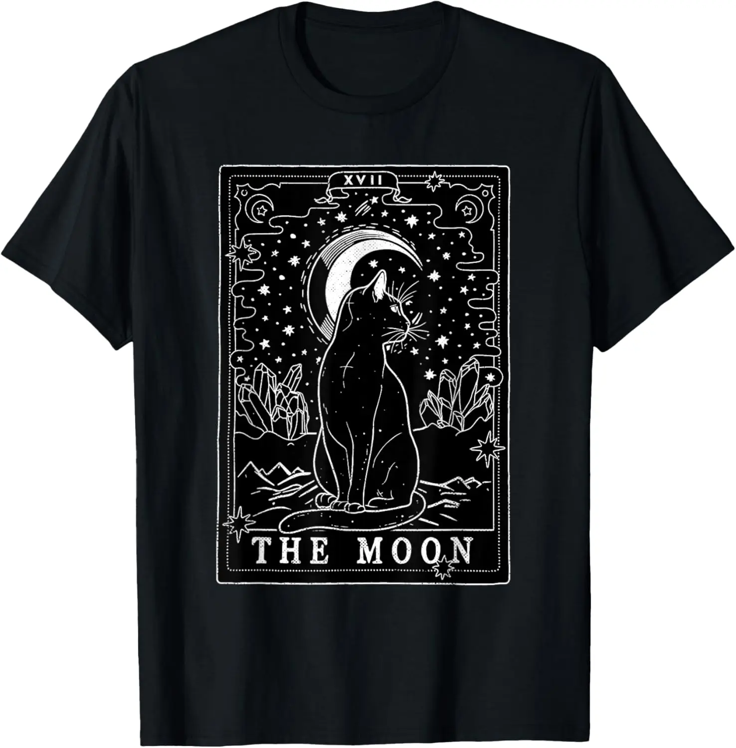 100% Cotton Graphic Cat Lovers Moon Tarot Card | Cat Tarot Card The Moon T-Shirt