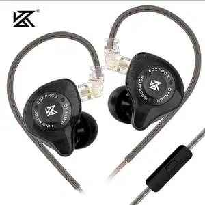 KZ EDX PRO X Upgraded Hi-Fi Dynamic Driver IEM - Professional In-Ear Monitors with HD Microphone, Super-Linear Sound, Noise Isolating Wired Gaming Earphones, Detachable 2-Pin Cable - Available in Black, Clear, Gray, Cyan  with Microphone